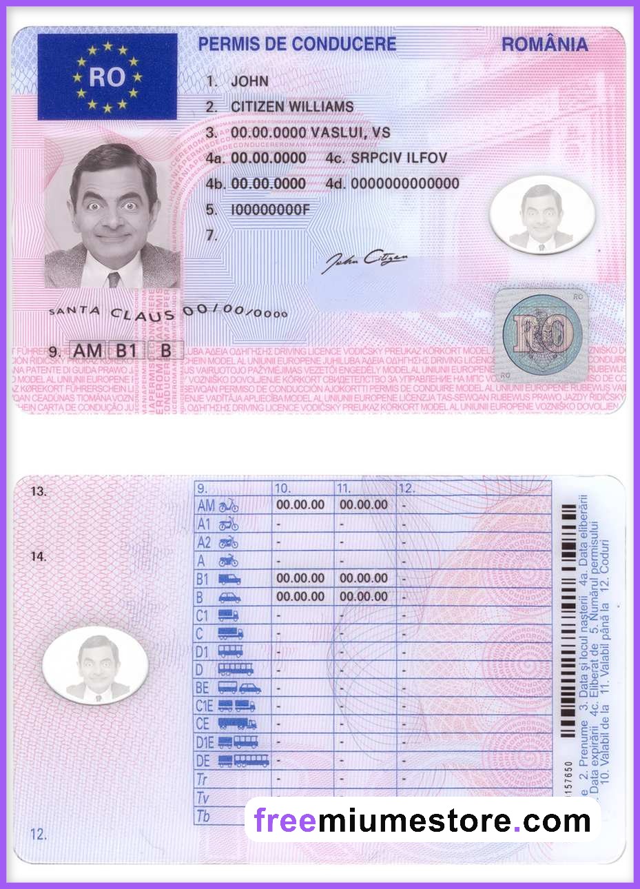 Romania Driver license PSD Template